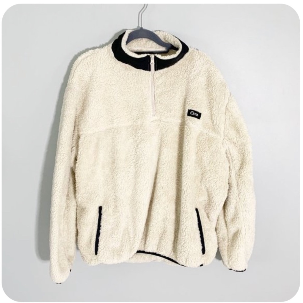 Zyia Active cream fleece sherpa 1/4 zip pullover sweater sweatshirt jacket 3XL